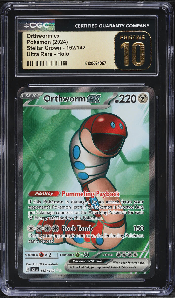 2024 Pokemon Scarlet & Violet Stellar Crown Full Art Orthworm ex #162 CGC 10 PRISTINE