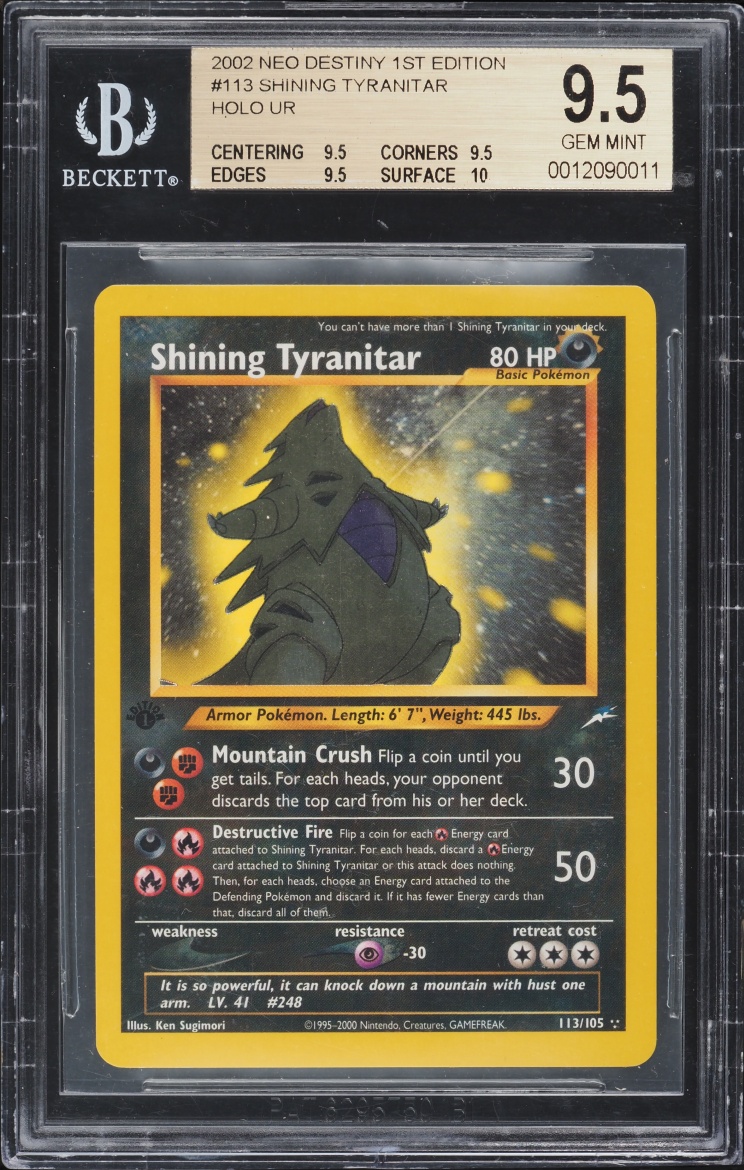 2002 Pokemon Neo Destiny 1st Edition Holo Shining Tyranitar #113 BGS 9.5 GEM MINT