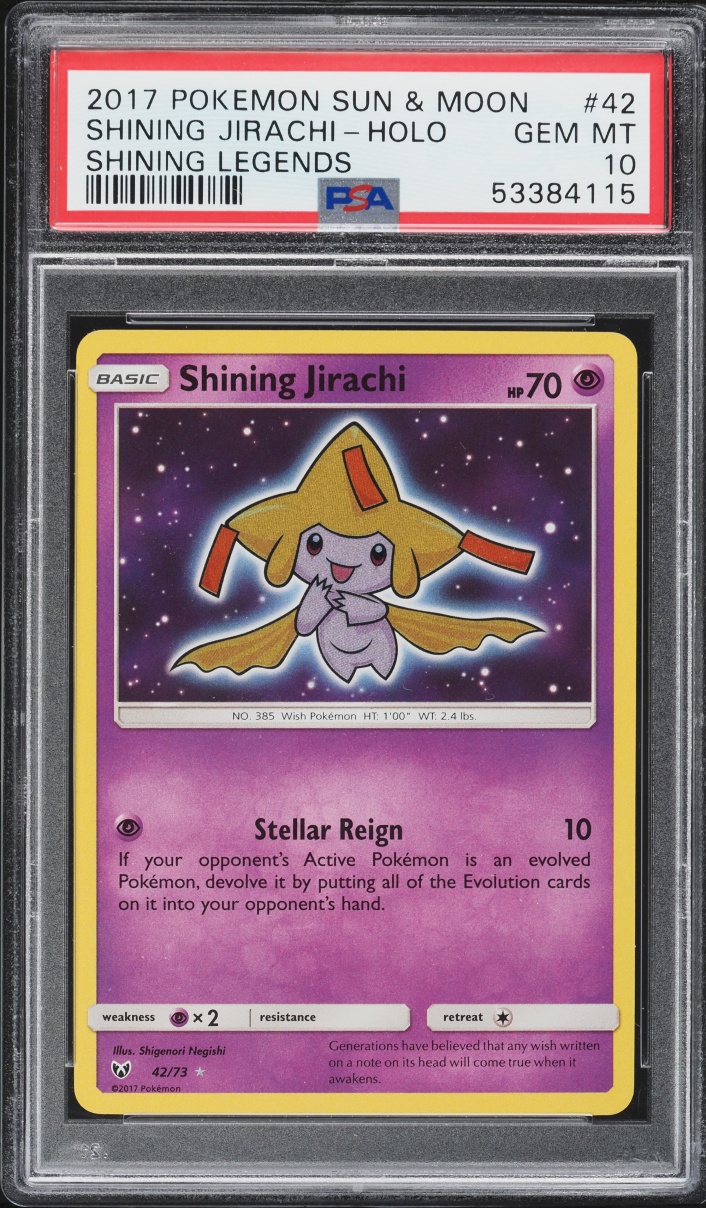 2017 Pokemon Sun & Moon Shining Legends Holo Shining Jirachi #42 PSA 10 GEM MINT