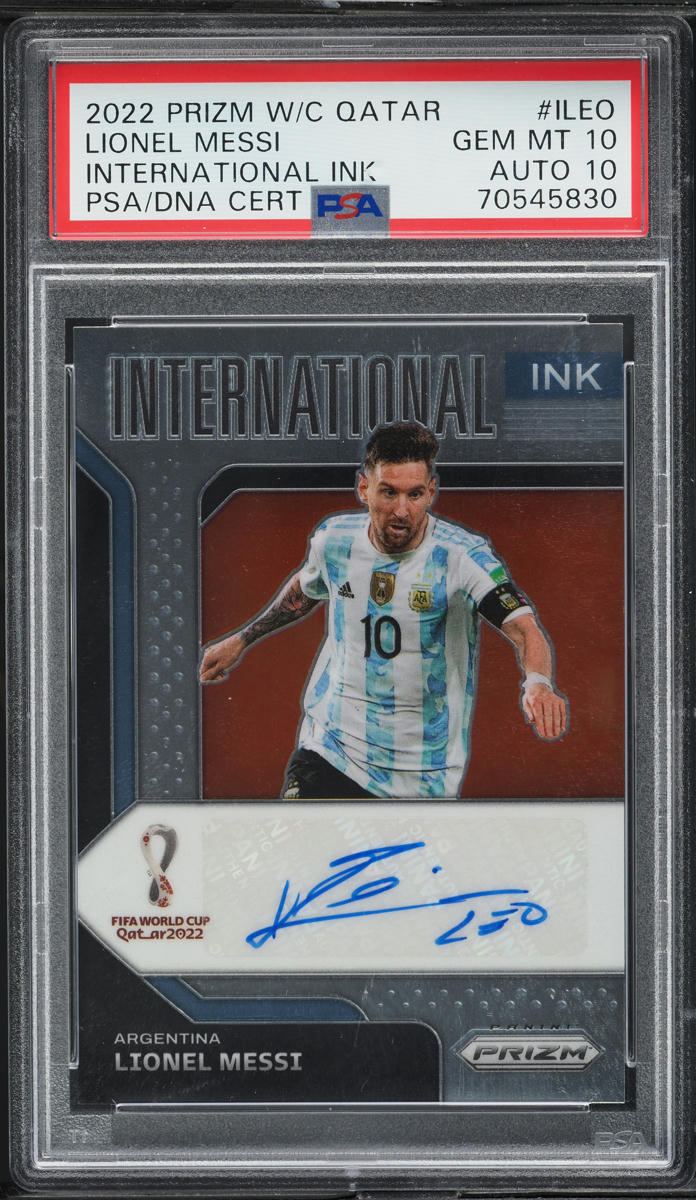 2022 Panini Prizm WC International Ink Lionel Messi AUTO DNA 10 #ILEO PSA 10 GEM