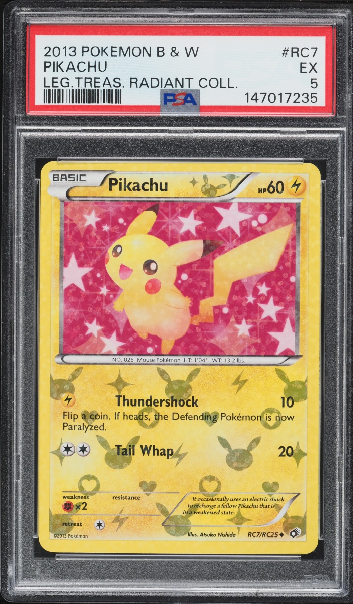 2013 Pokemon Black & White Legendary Treasures Radiant Collection Pikachu #RC7 PSA 5 EX