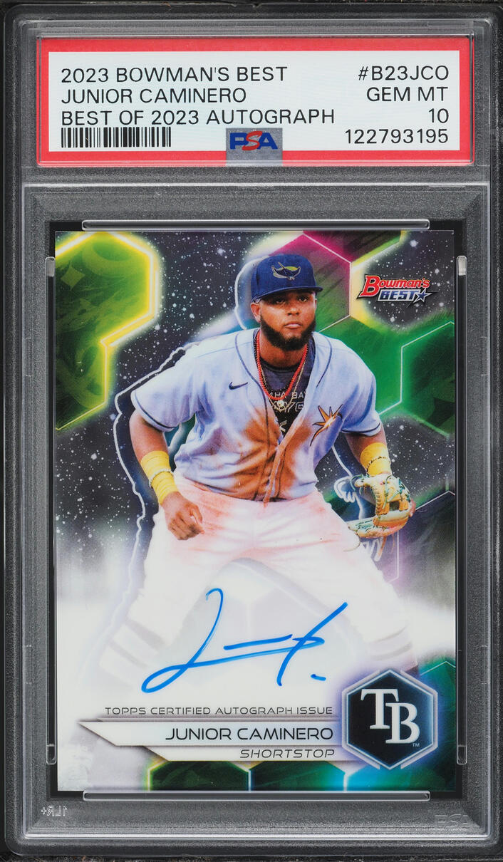 2023 Bowman's Best Of '23 Junior Caminero PROSPECT AUTO #B23-JCO PSA 10 GEM MINT