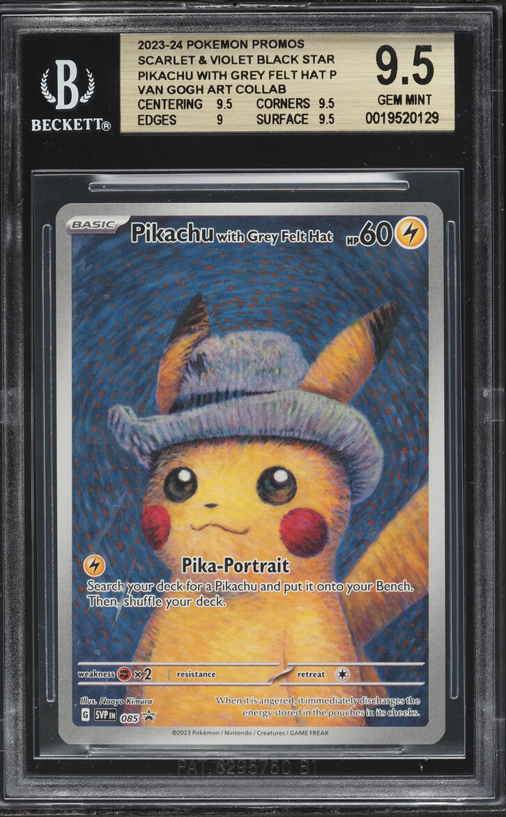 2023 Pokemon Scarlet & Violet Promo Van Gogh Pikachu With Grey Felt Hat #85 BGS 9.5 GEM MINT