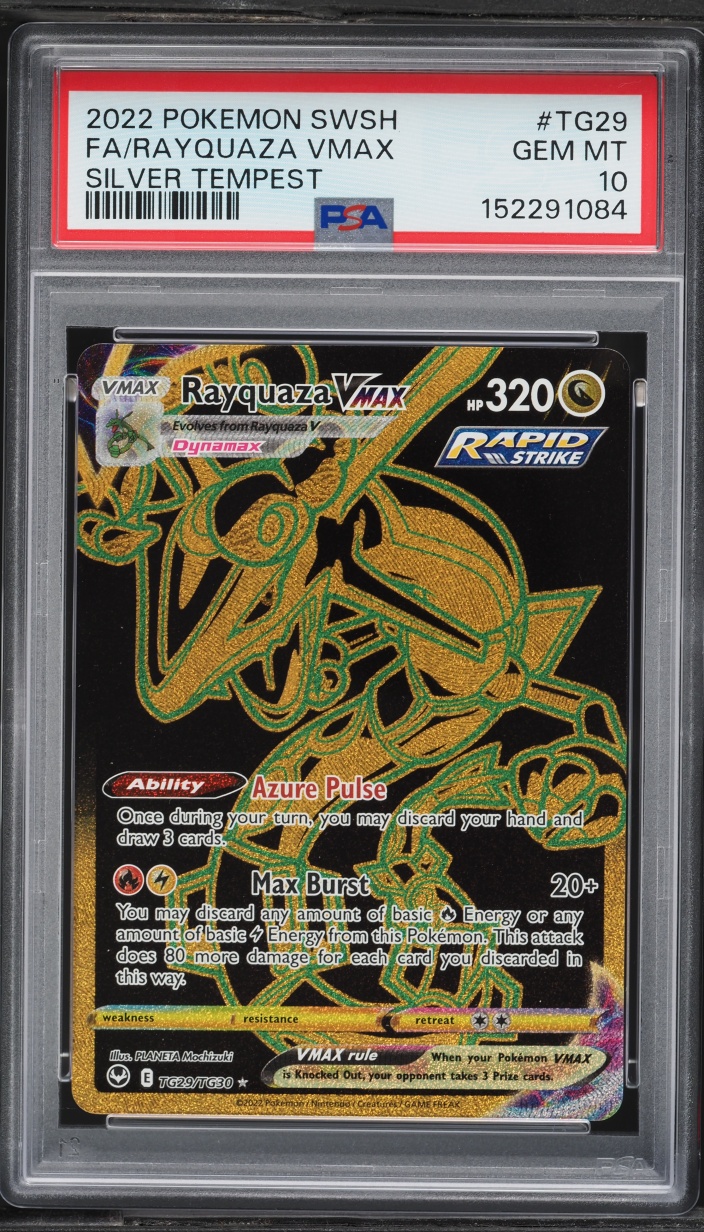2022 Pokemon Sword & Shield Silver Tempest Full Art Rayquaza VMAX #TG29 PSA 10 GEM MINT