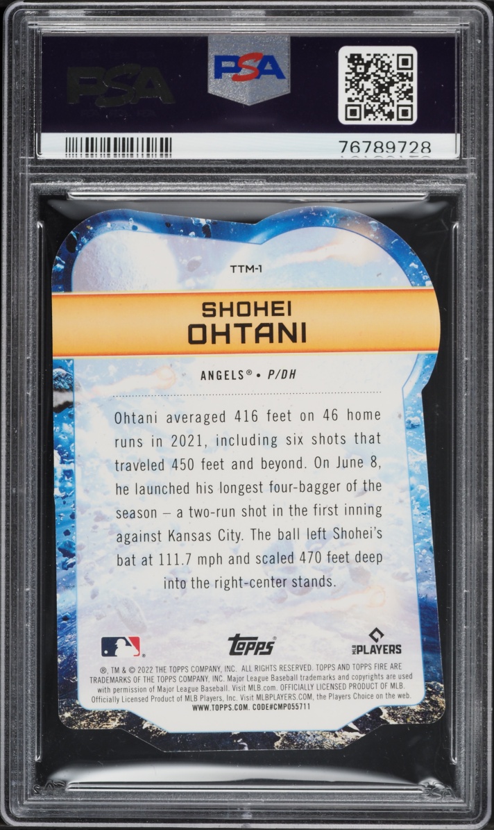 2022 Topps Fire To The Moon Die-Cut Gold Minted Shohei Ohtani #TTM1 PSA 10 GEM MINT