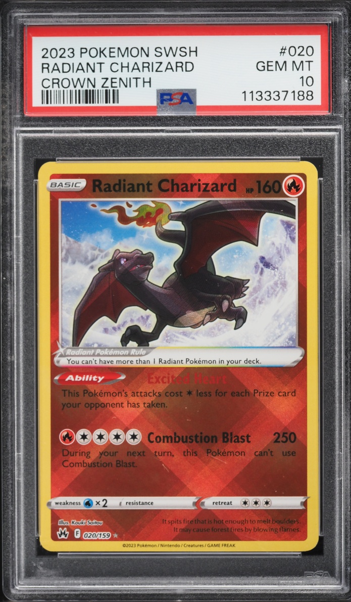 2023 Pokemon Sword & Shield Crown Zenith Holo Radiant Charizard #20 PSA 10 GEM MINT
