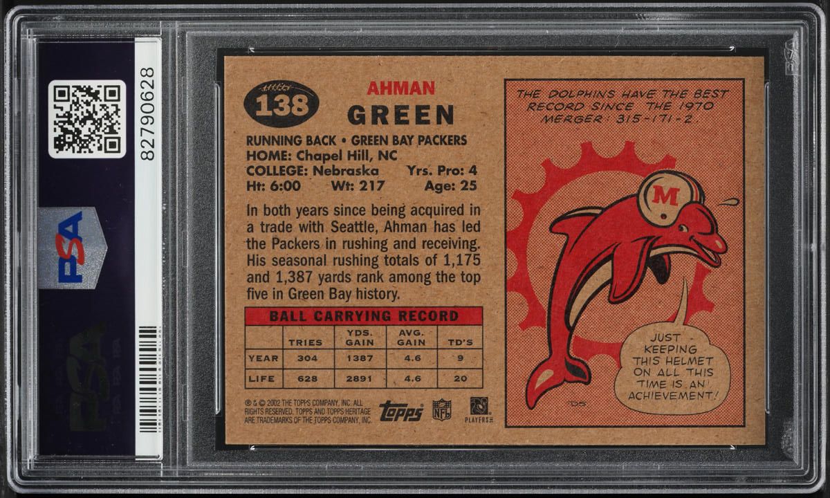 2002 Topps Heritage Black Back Ahman Green #138 PSA 6 EXMT