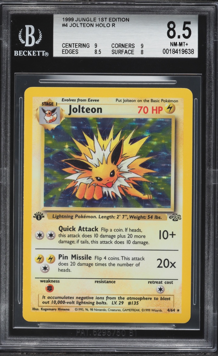 1999 Pokemon Jungle 1st Edition Holo Jolteon #4 BGS 8.5 NM-MT+