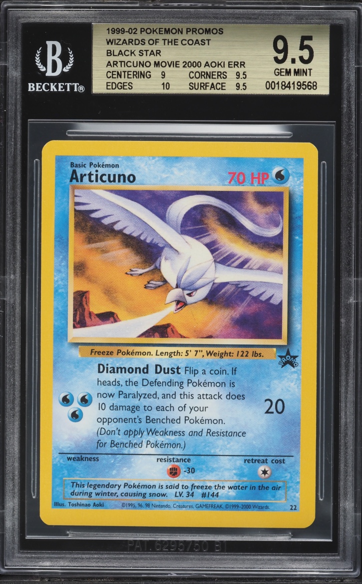 1999 Pokemon Wizards Of The Coast Promo Aoki Error Articuno #22 BGS 9.5 GEM MINT