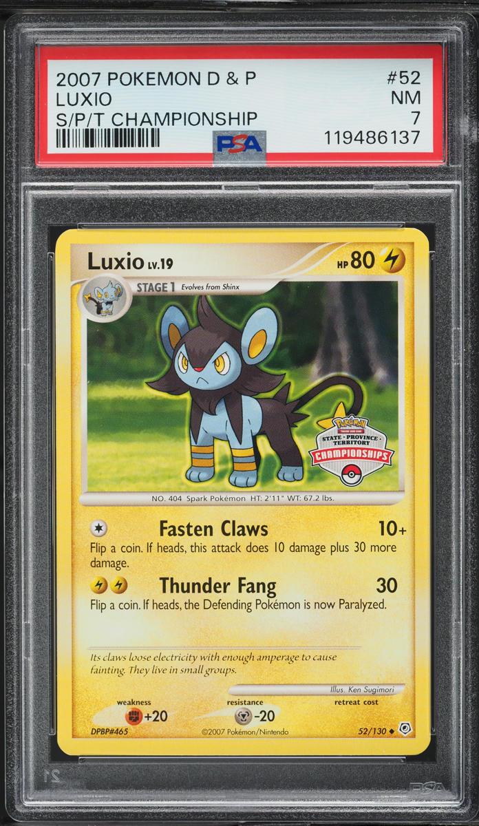 2007 Pokemon Diamond & Pearl State Province Championships Luxio #52 PSA 7 NRMT