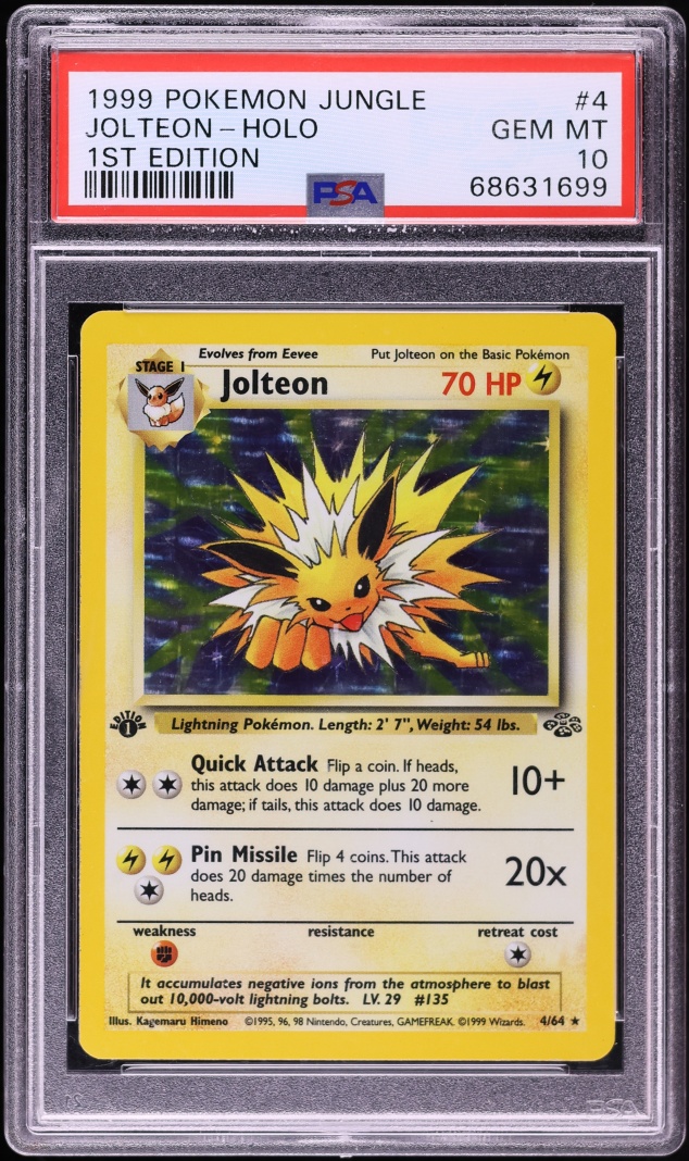 1999 Pokemon Jungle 1st Edition Holo Jolteon #4 PSA 10 GEM MINT