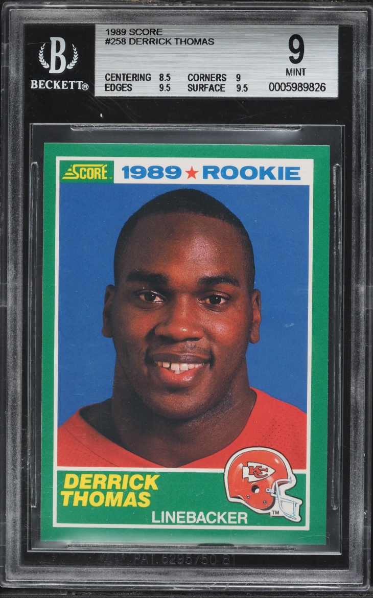 1989 Score Football Derrick Thomas ROOKIE #258 BGS 9 MINT