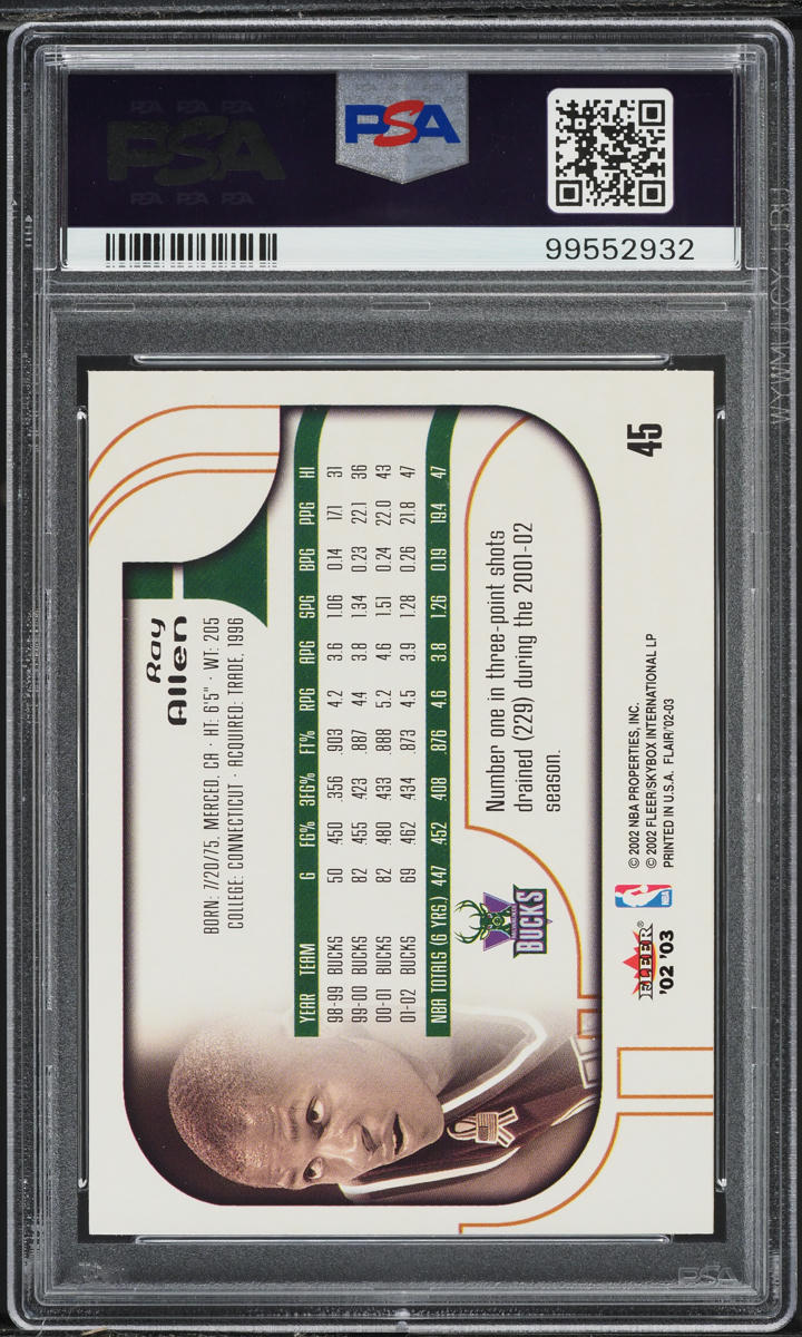 2002 Flair Basketball Ray Allen #45 PSA 9 MINT