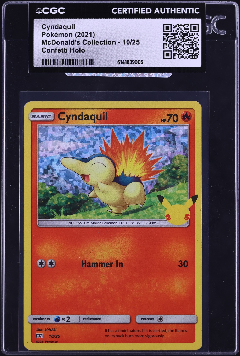 2021 Pokemon Sword & Shield McDonald's Collection Holo Cyndaquil #10 CGC AUTH