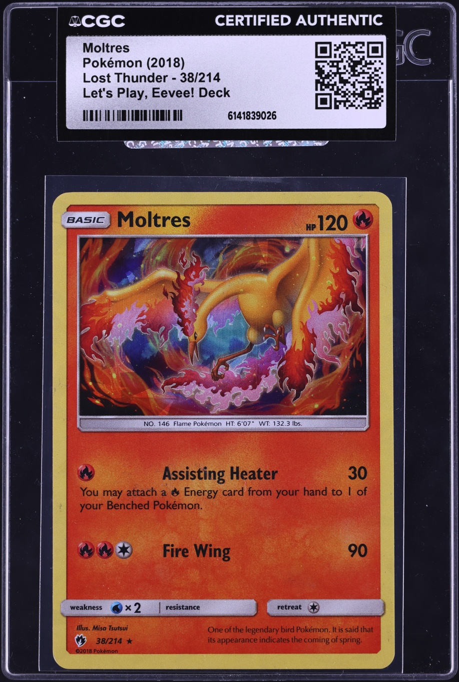 2018 Pokemon Sun & Moon Lost Thunder Let's Play Eevee! Deck Moltres #38 CGC AUTH