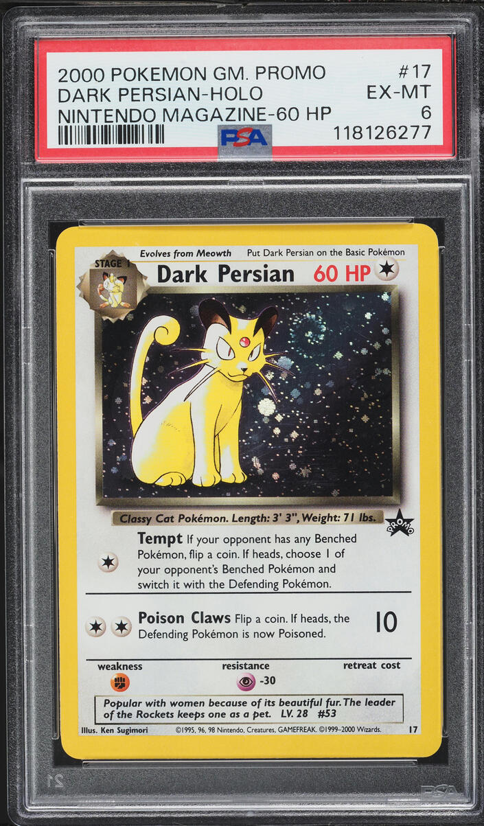 2000 Pokemon Black Star Promo Nintendo Power Magazine Dark Persian #17 PSA 6 EXMT