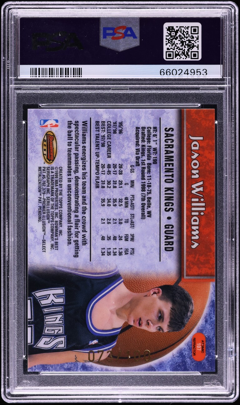 1998 Bowman's Best Atomic Refractor Jason Williams ROOKIE /100 #107 PSA 9 MINT