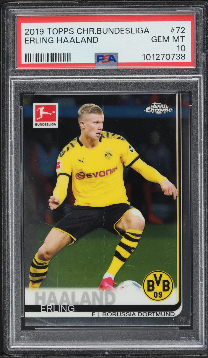 2019 Topps Chrome Bundesliga Erling Haaland ROOKIE #72 PSA 10 GEM MINT