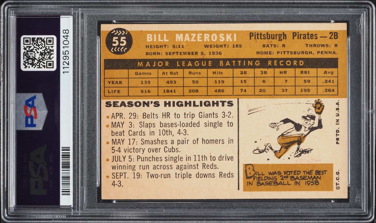 1960 Topps Bill Mazeroski #55 PSA 4 VGEX