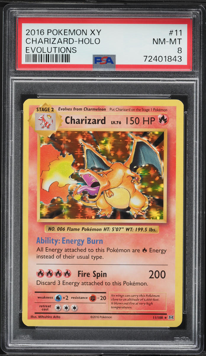 2016 Pokemon XY Evolutions Holo Charizard #11 PSA 8 NM-MT
