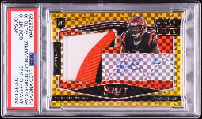 2021 Panini Contenders Optic Ja'Marr Chase ROOKIE AUTO #105 PSA 9