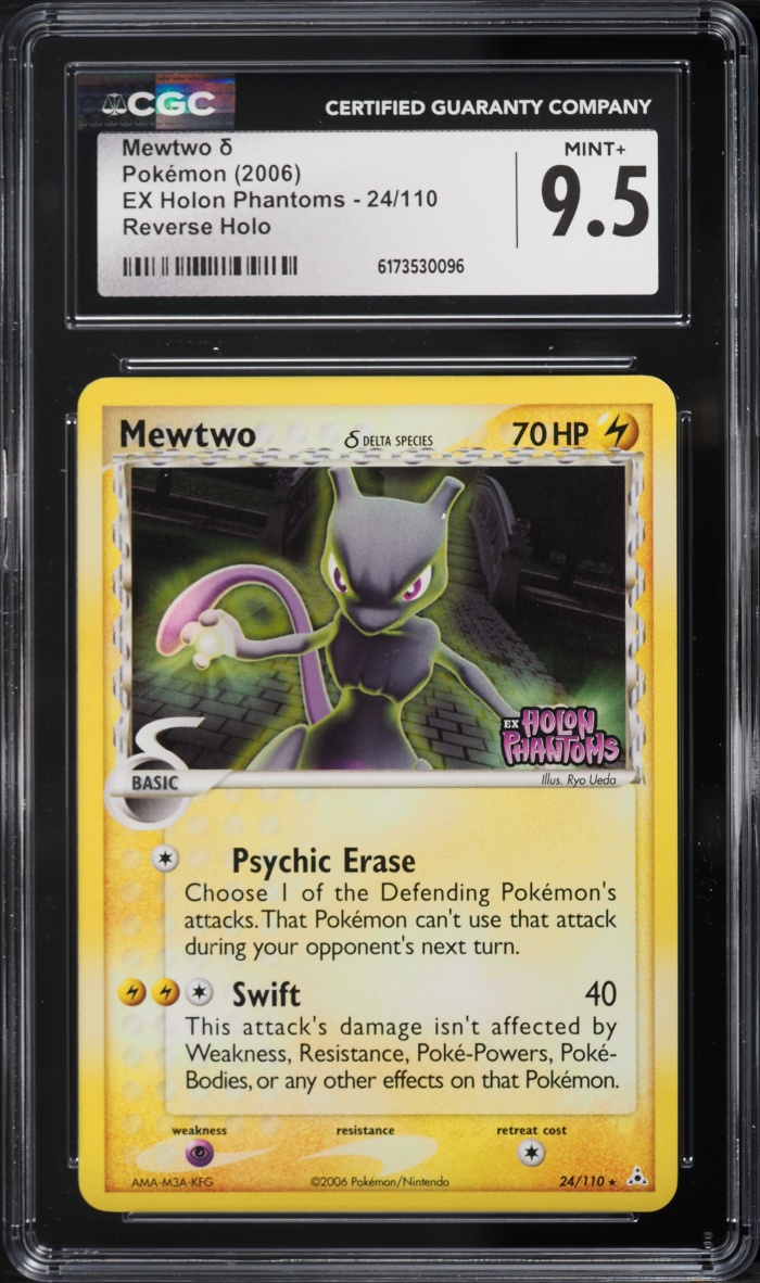 2006 Pokemon EX Holon Phantoms Reverse Holo Mewtwo #24 CGC 9.5 MINT+