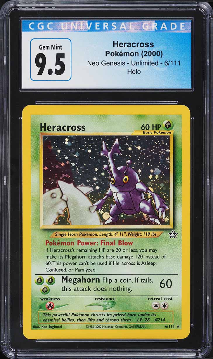 2000 Pokemon Neo Genesis Holo Heracross #6 CGC 9.5 GEM MINT