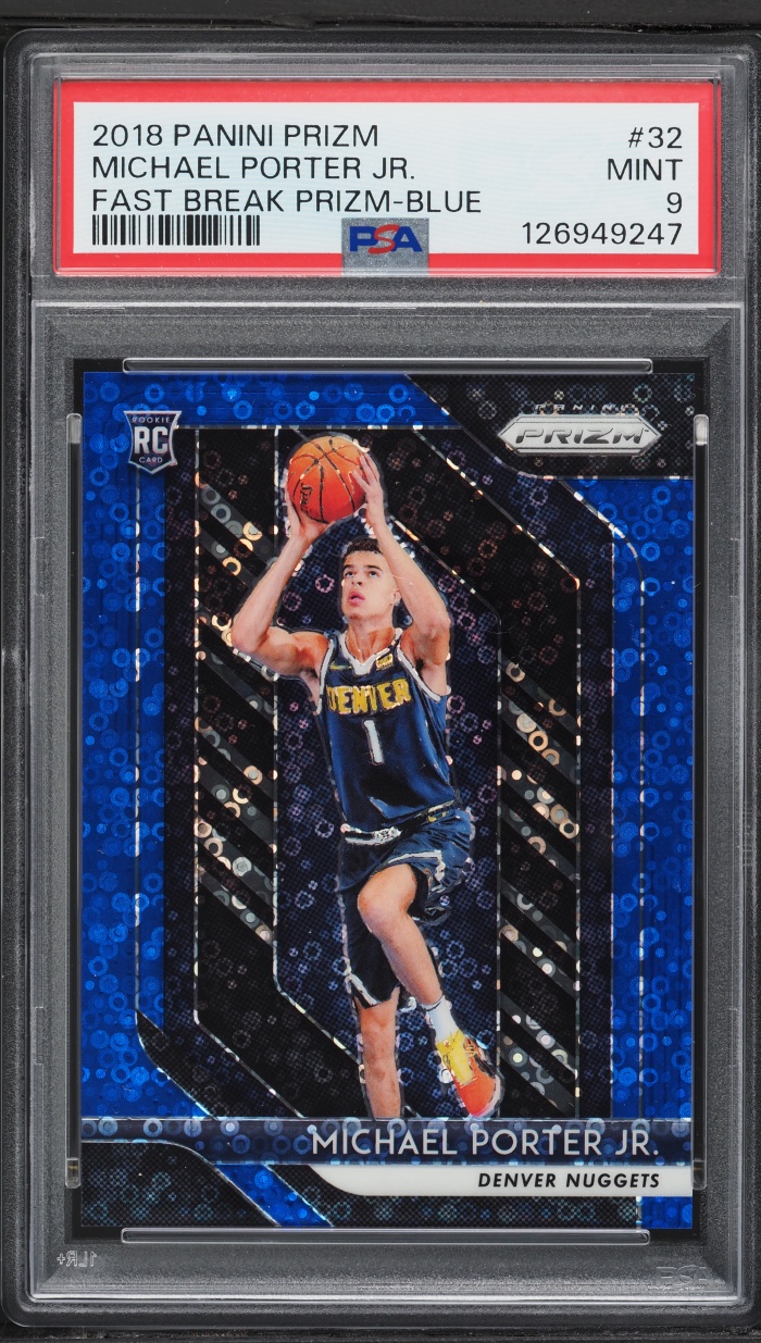 2018 Panini Prizm Fast Break Blue Michael Porter Jr. ROOKIE /175 #32 PSA 9 MINT