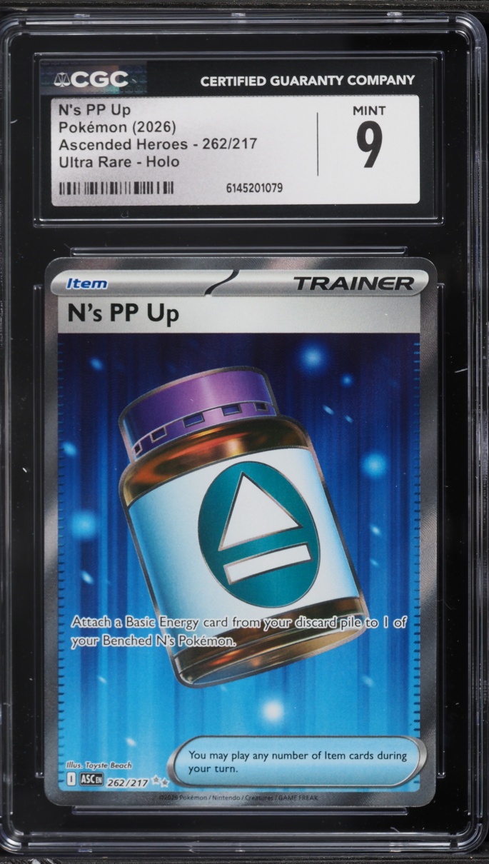 2026 Pokemon Mega Evolution Ascended Heroes Full Art N's PP Up #262 CGC 9 MINT