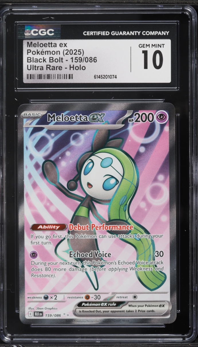2025 Pokemon Scarlet & Violet Black Bolt Full Art Meloetta Ex #159 CGC 10 GEM MINT