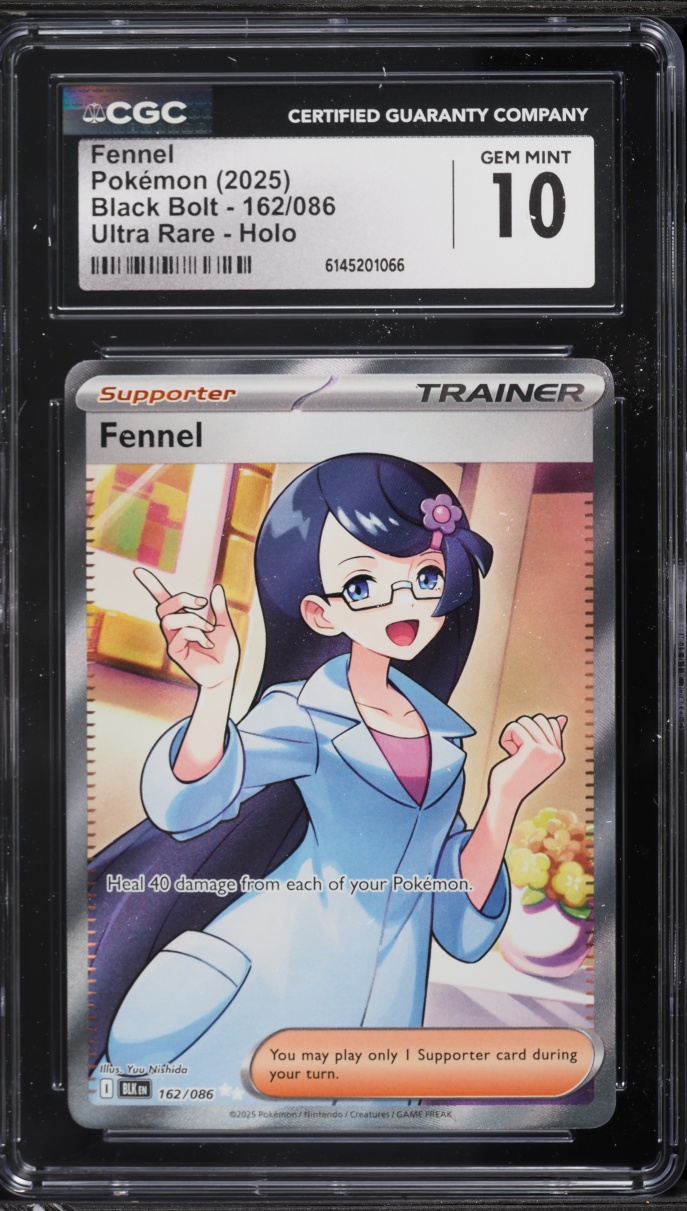 2025 Pokemon Scarlet & Violet Black Bolt Full Art Fennel #162 CGC 10 GEM MINT