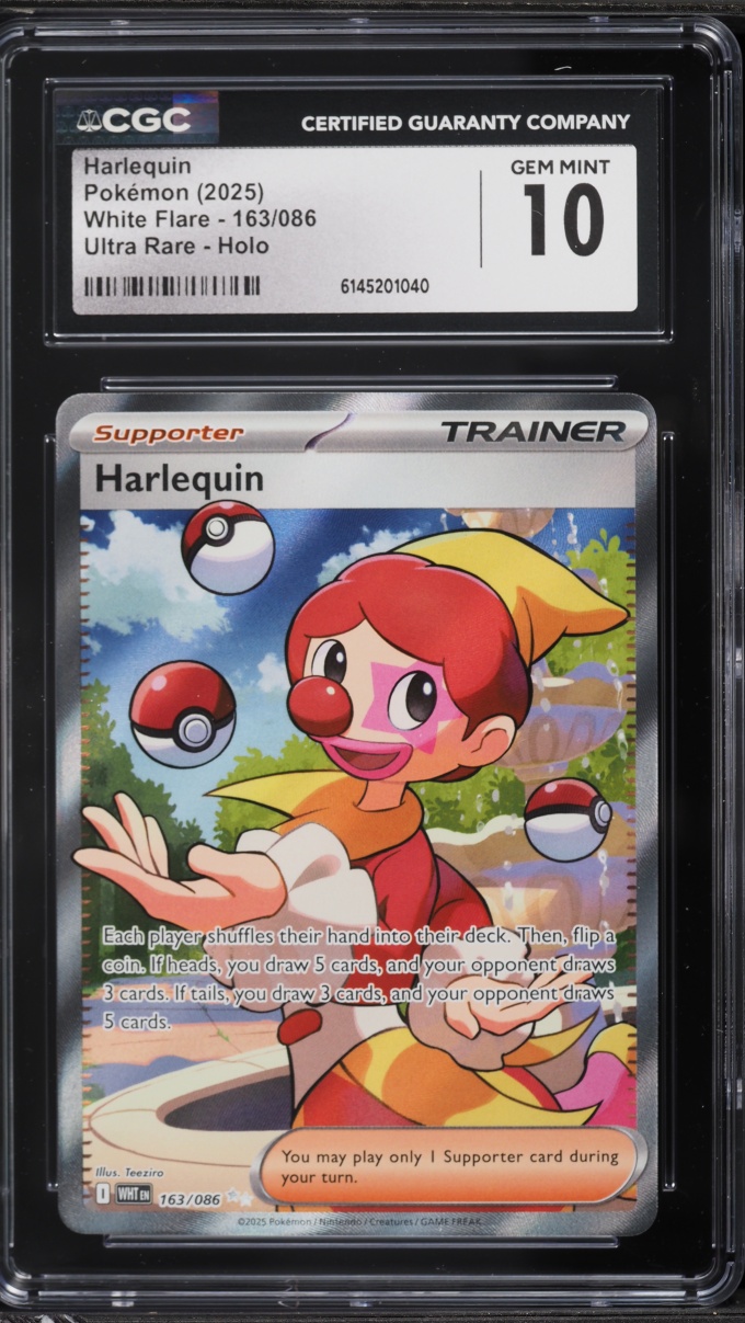 2025 Pokemon Scarlet & Violet White Flare Full Art Harlequin #163 CGC 10 GEM MINT