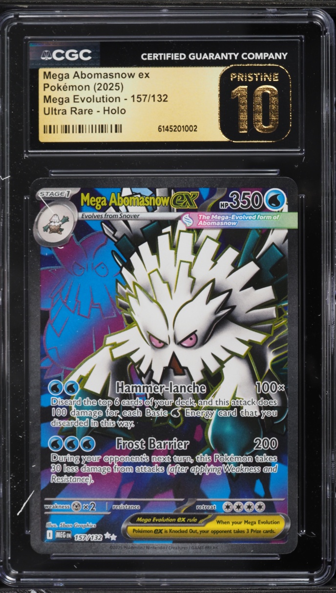 2025 Pokemon Mega Evolution Full Art Mega Abomasnow Ex #157 CGC 10 PRISTINE