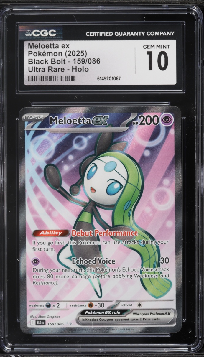 2025 Pokemon Scarlet & Violet Black Bolt Full Art Meloetta ex #159 CGC 10 GEM MINT