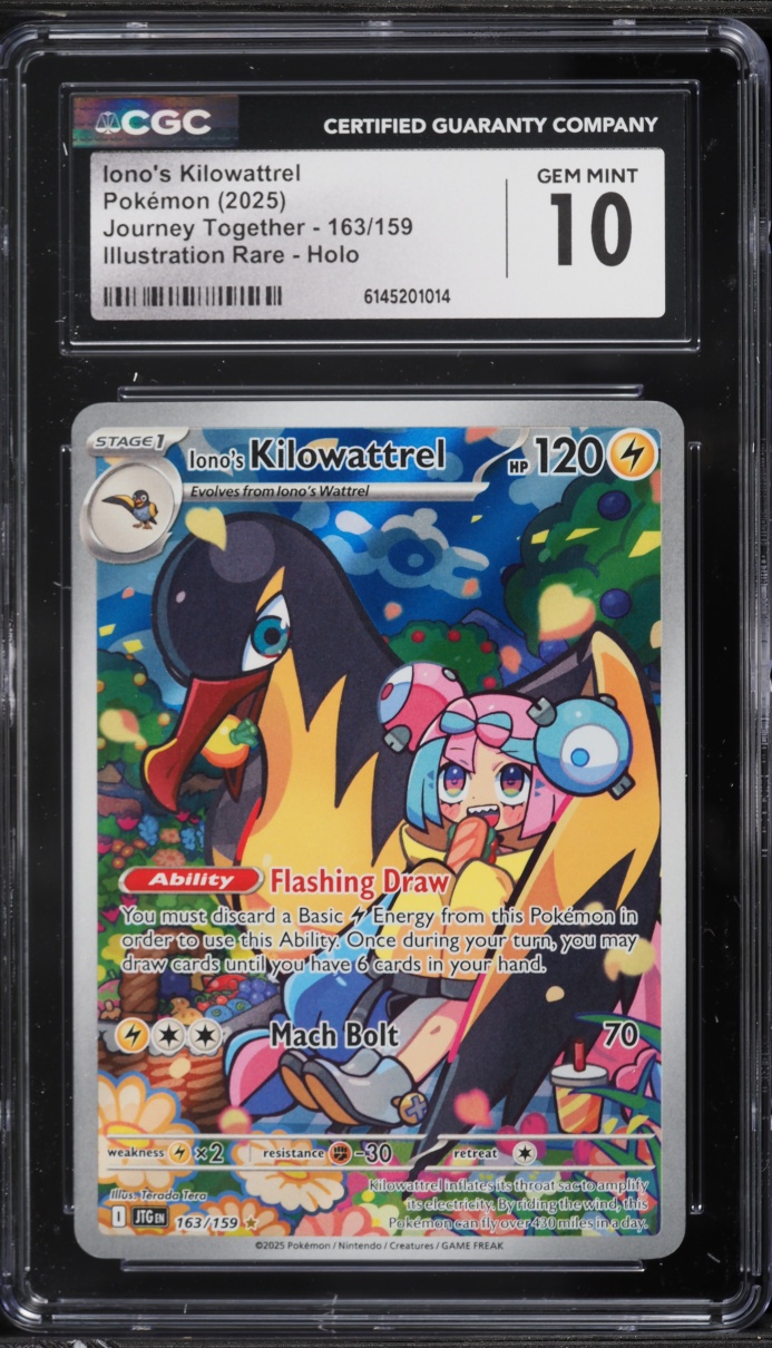 2025 Pokemon Scarlet & Violet Journey Together IR Iono's Kilowattrel #163 CGC 10 GEM MINT