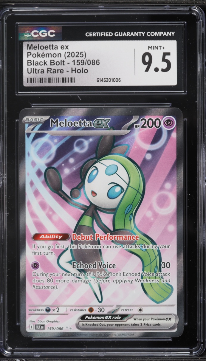 2025 Pokemon Scarlet & Violet Black Bolt Full Art Meloetta ex #159 CGC 9.5 MINT+