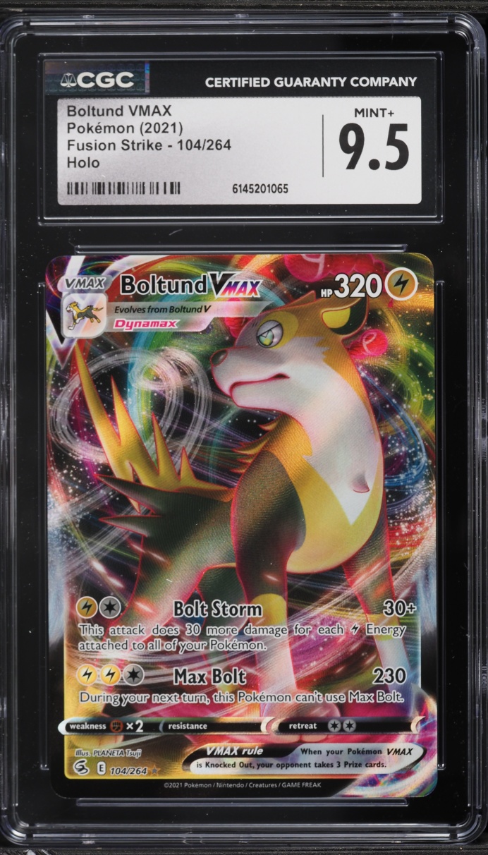 2021 Pokemon Sword & Shield Fusion Strike Holo Boltund VMAX #104 CGC 9.5 MINT+