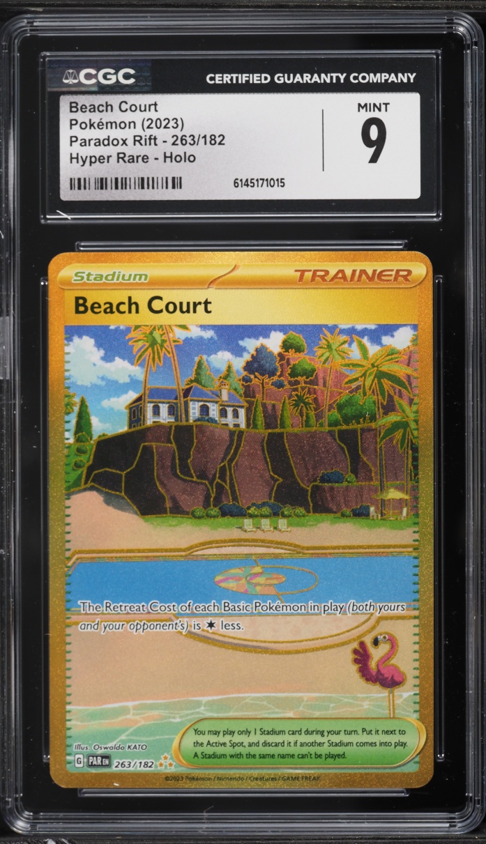 2023 Pokemon Scarlet & Violet Paradox Rift Gold Rare Beach Court #263 CGC 9 MINT