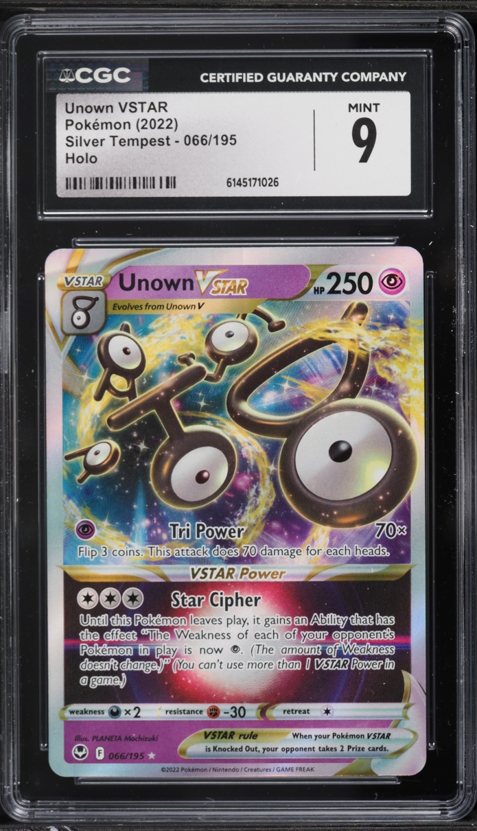 2022 Pokemon Sword & Shield Silver Tempest Holo Unown VSTAR #66 CGC 9 MINT