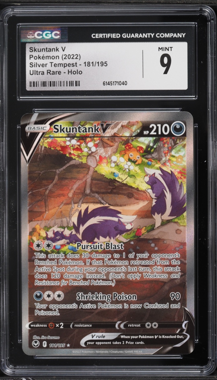 2022 Pokemon Sword & Shield Silver Tempest Alt Art Skuntank V #181 CGC 9 MINT