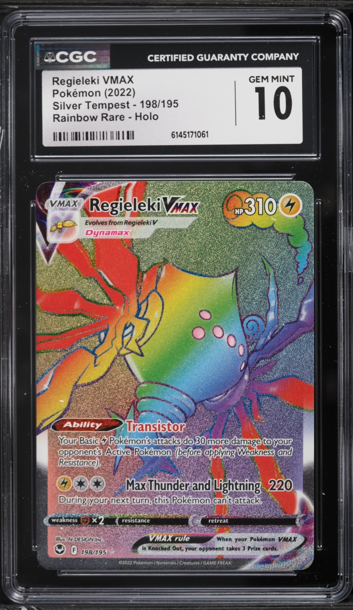 2022 Pokemon Sword & Shield Silver Tempest Rainbow Rare Regieleki VMAX #198 CGC 10 GEM MINT