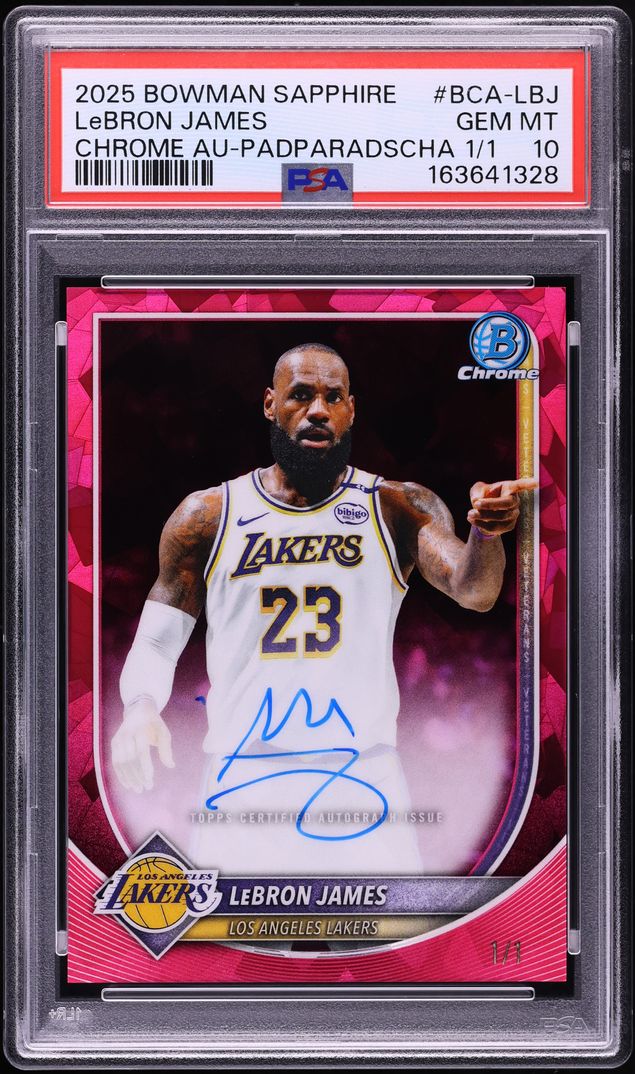 2025 Bowman Chrome Sapphire Padparadscha LeBron James AUTO 1/1 #BCA-LBJ PSA 10 GEM MINT