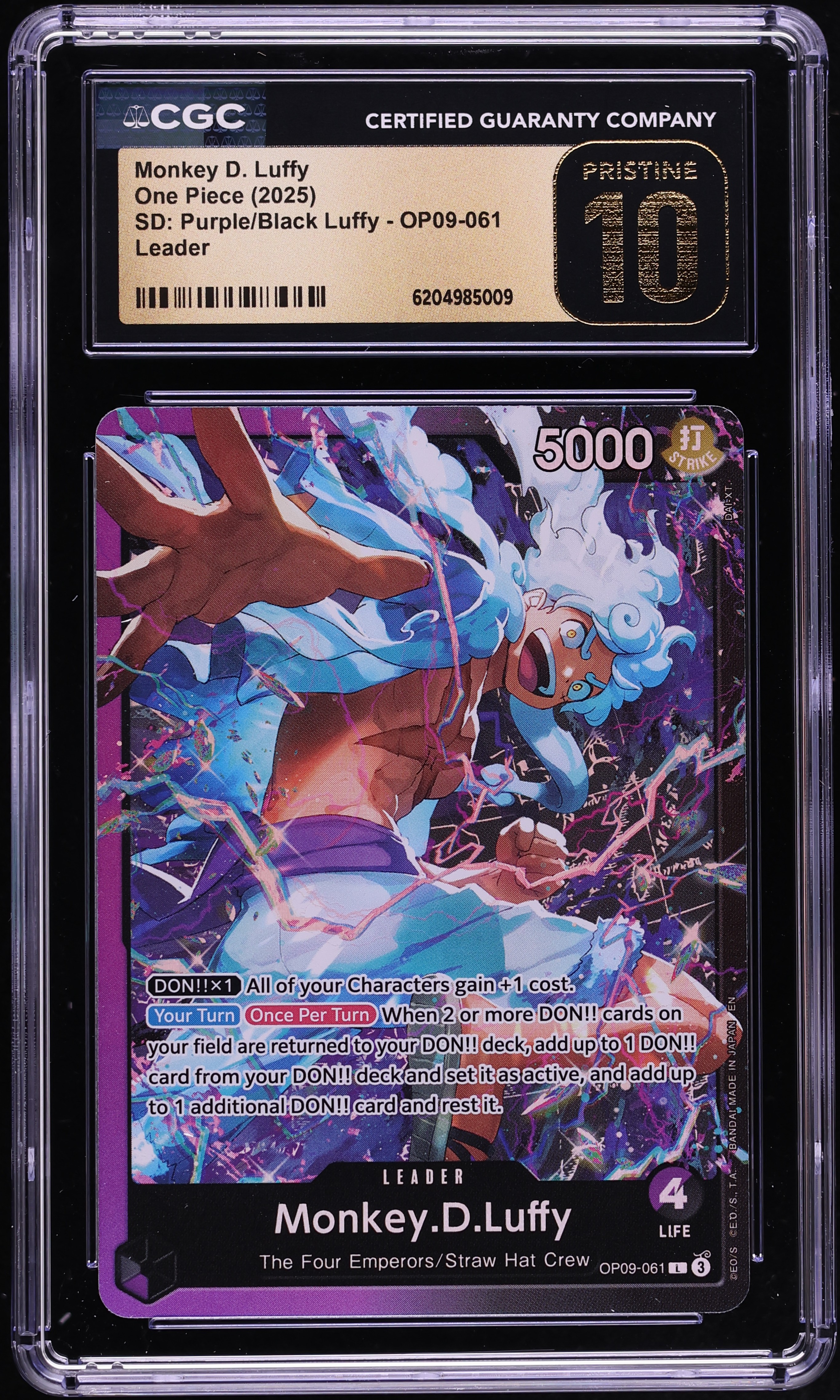 2025 One Piece Starter Deck Purple Black Leader Monkey D. Luffy #OP09-061 CGC 10 PRISTINE