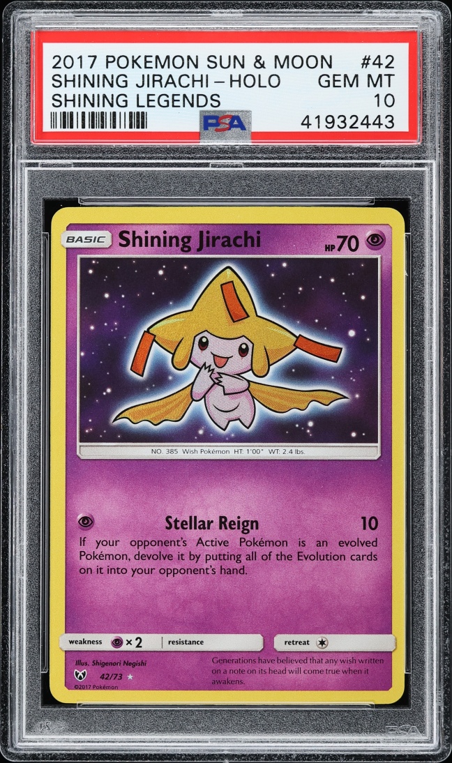2017 Pokemon Sun & Moon Shining Legends Holo Shining Jirachi #42 PSA 10 GEM MINT