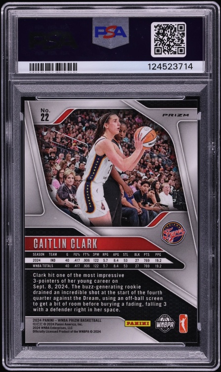 2024 Panini Prizm WNBA Silver Caitlin Clark ROOKIE #22 PSA 9 MINT
