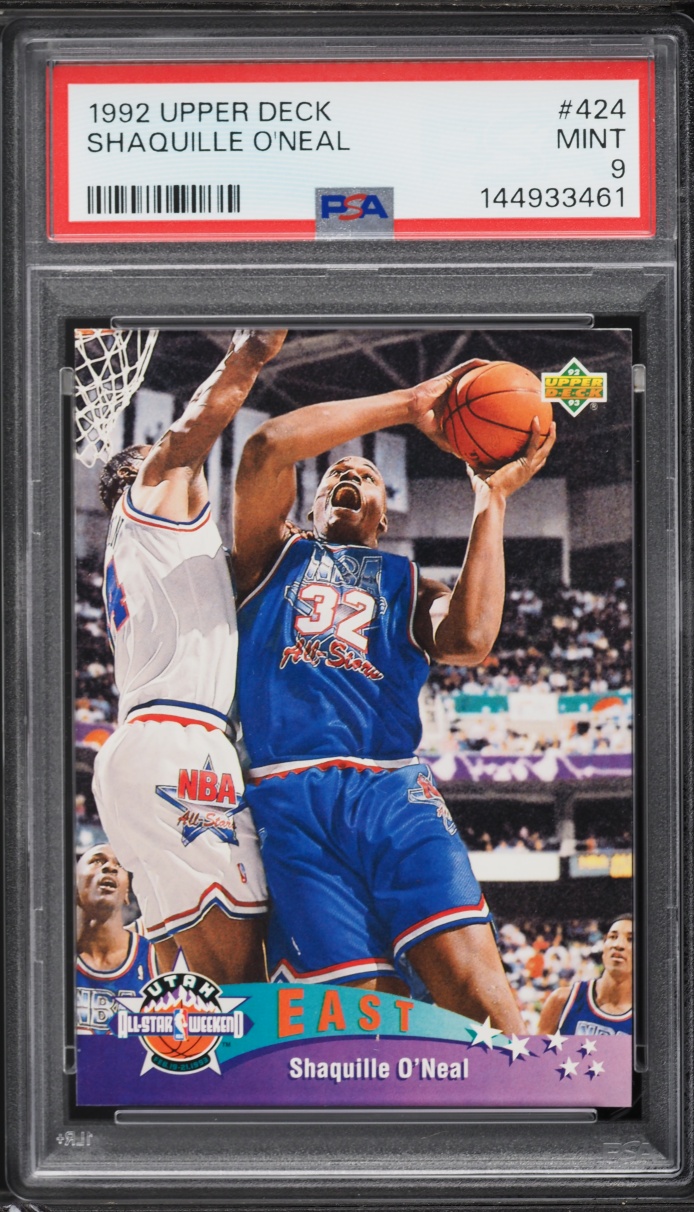 1992 Upper Deck Basketball Shaquille O'Neal ROOKIE #424 PSA 9 MINT