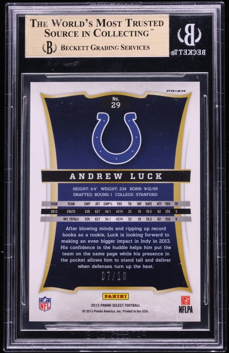 2013 Select Prizm Gold Andrew Luck /10 #29 BGS 9.5 GEM MINT