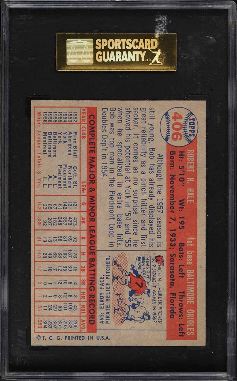 1957 Topps Bob Hale #406 SGC 6 EXMT