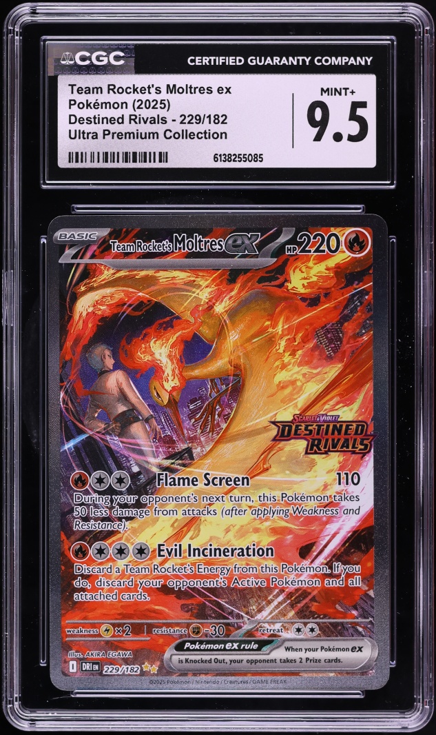2025 Pokemon SV Destined Rivals Ultra Premium SIR Team Rocket's Moltres EX #229 CGC 9.5 MINT+