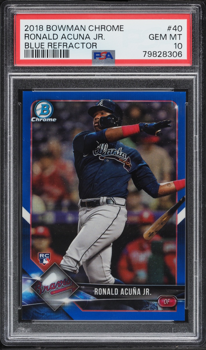 2018 Bowman Chrome Blue Refractor Ronald Acuna Jr. ROOKIE /150 #40 PSA 10 GEM MINT